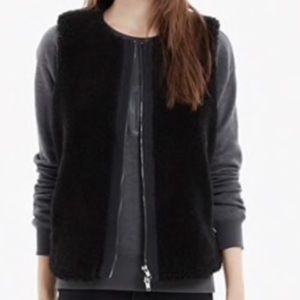 Madewell Sherpa Black Zipper Vest